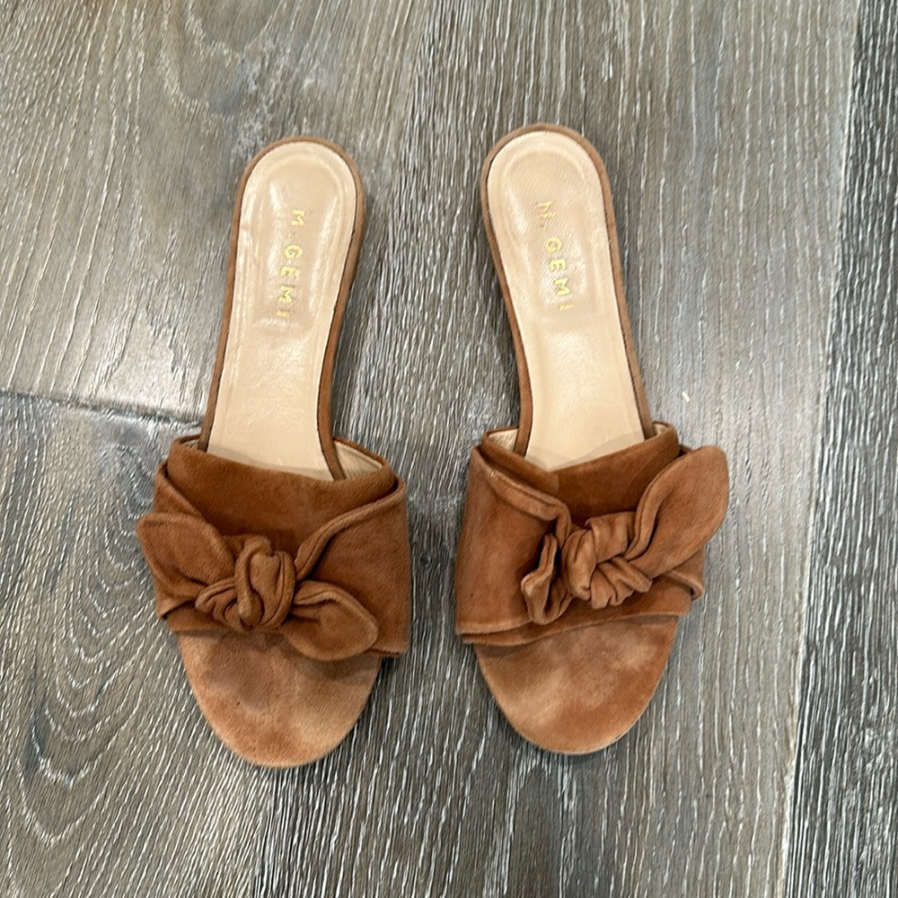 M. Gemi Italian leather and suede bow sandals